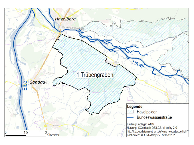 Kartenauschnitt des Polder Trübengraben.