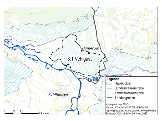 Kartenauschnitt des Polder Vehlgast