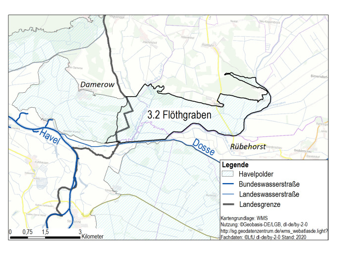 Kartenausschnitt des Polder Flöthgraben