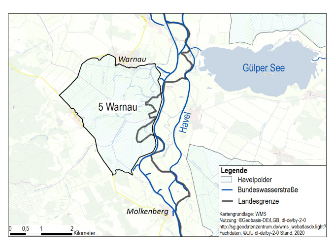 Kartenausschnitt des Polder Warnau